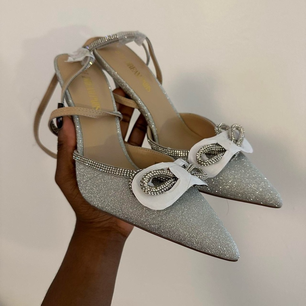 Elegant Silver Glitter Women's Heels
